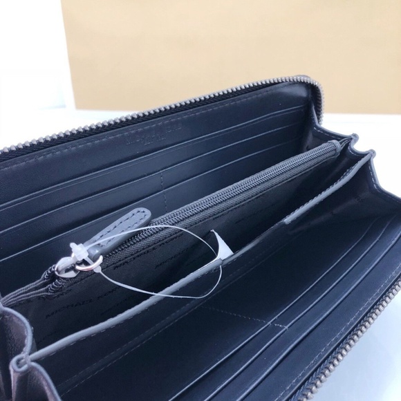 NWT Michael Kors Mens Grant Tech Zip Around Wallet Leather Palm Tree Navy $198 - Picture 8 of 11